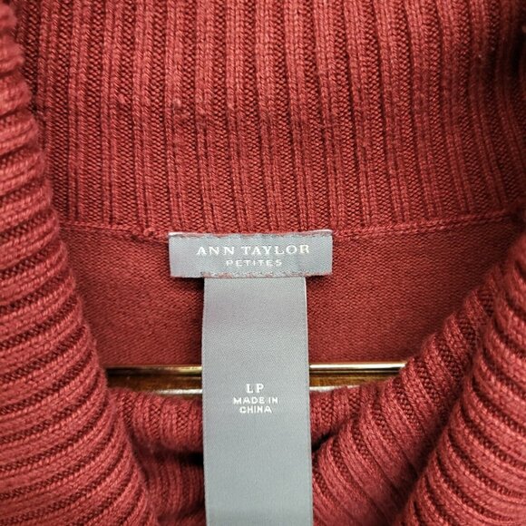 Ann Taylor Silk/ Cashmere Blend Turtleneck Women's Size Large Petite Red Luxury - Picture 3 of 6